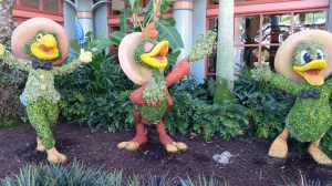 The Three Caballeros topiaries