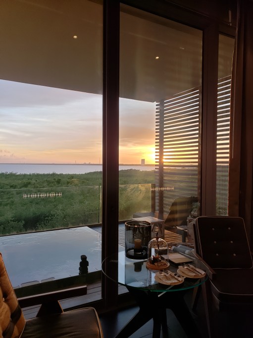 Sunset from our balcony at Nizuc